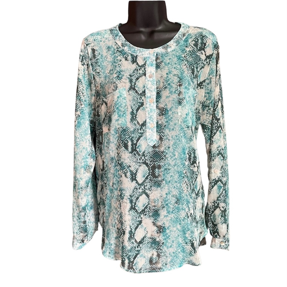Luxe look python print sheer blouse